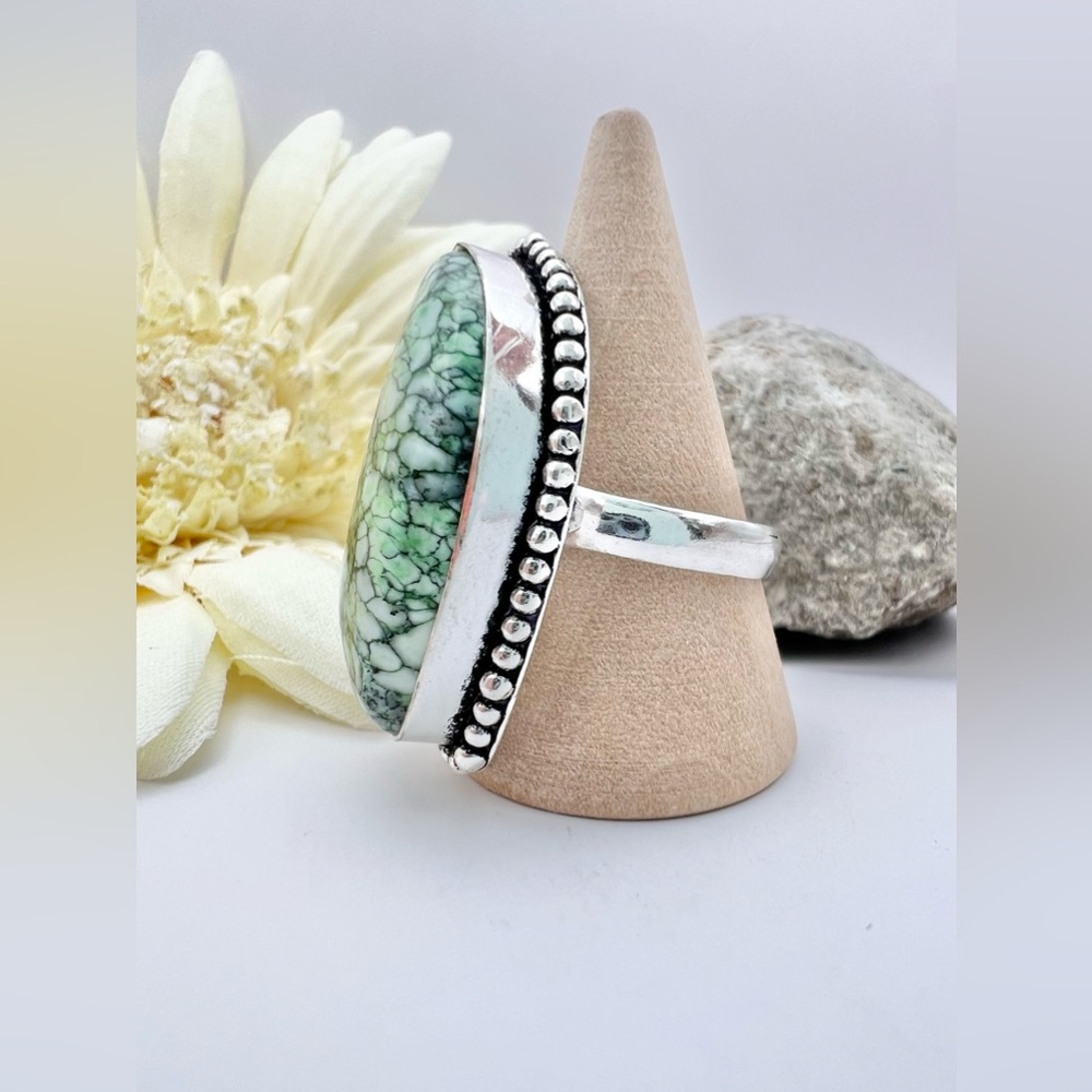 GREEN HOWLITE RING - Picture 3 of 11